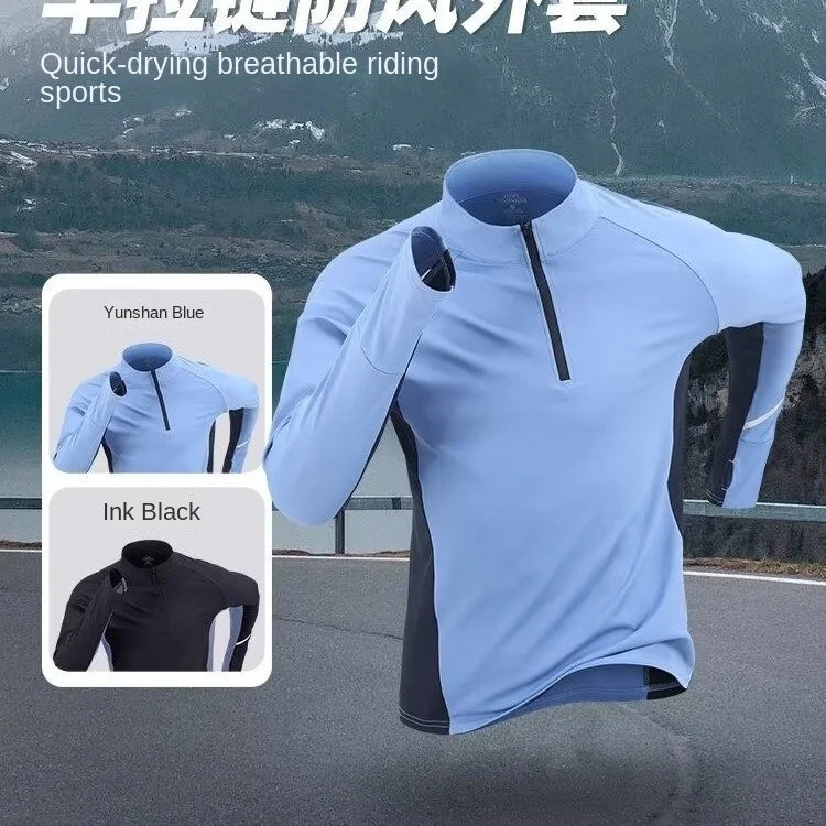 Men's Quick-Drying Long Sleeved Running T-Shirt with Half Zipper for Autumn and Winter 2025