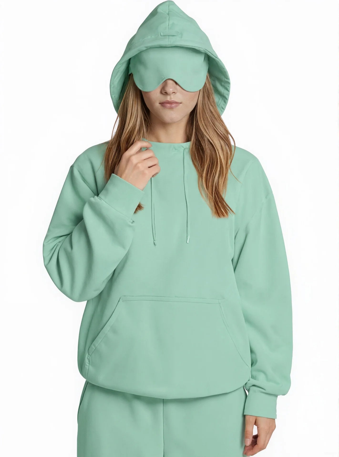Women's Pocket Eye Mask Hooded Sweatshirt with Travel Mode Pullover for Autumn/Winter 2025