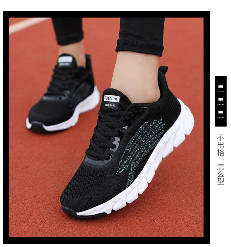 Spring Flying Knitted Breathable Running Shoes Sports Women Casual Shoes Soft Sole Couples Men And Women Small White Shoes