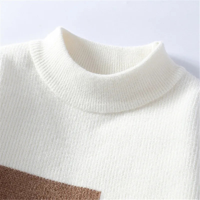 Autumn Winter New Men's Sweater Fashion Patchwork O-Neck Knit Pullovers Men Loose Casual Knitted Sweaters Hip Hop Streetwear Man