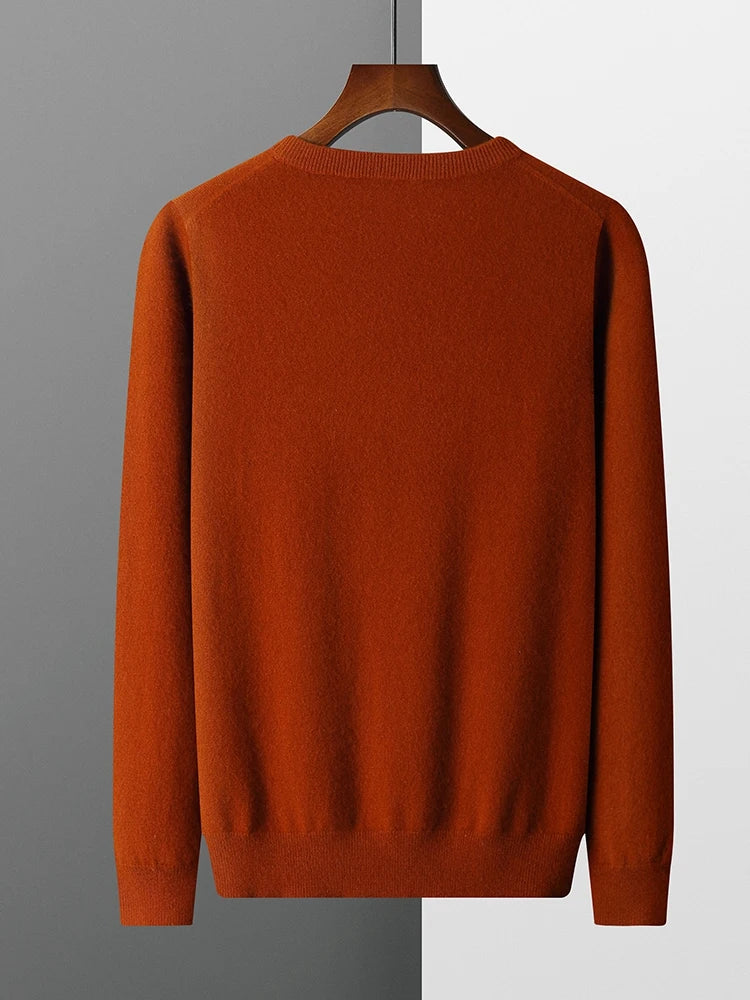 Men's 100% Merino Wool Crew Neck Sweater – Lightweight Basic