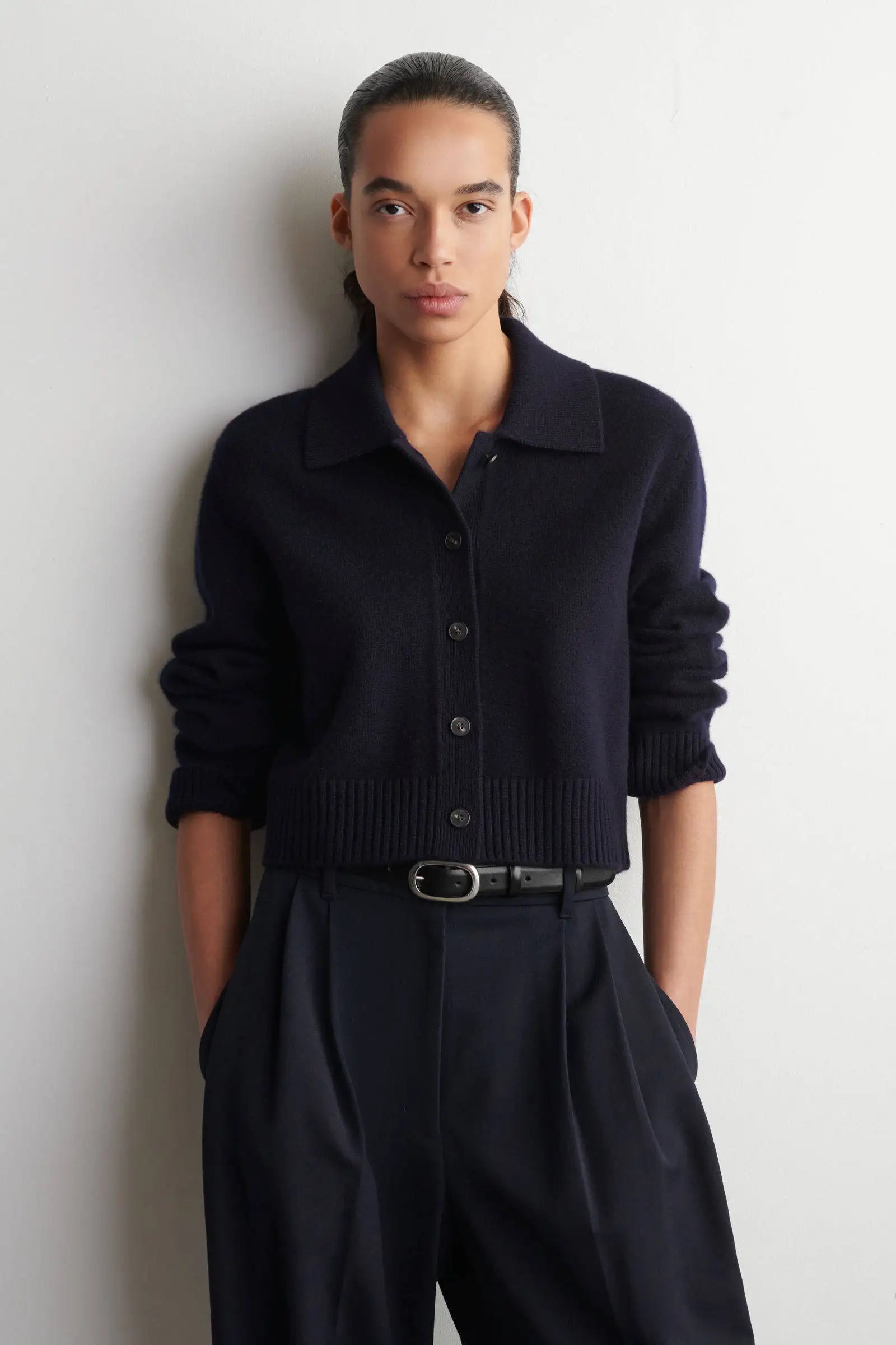 Ethereal MD 2026 Cosmod Spring New Style Women's Casual Standard Style Navy Blue Button-Down Cardigan