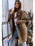 2024 Autumn Winter Cozy Chic Hooded Cardigan Women's Casual Knit Sweater Coat Elegant Batwing Sleeve Pocket Long Jacket Jumpers