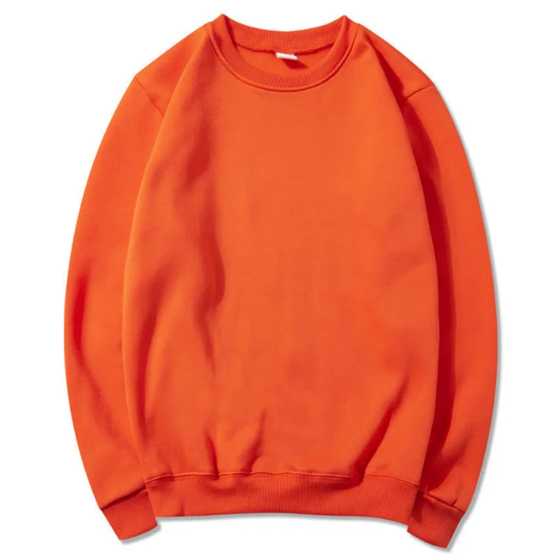 Korean Fashion Men's Round Neck Sweatshirts Autumn Long Sleeves Vacation Pullovers Tops Casual Popular Man Solid Sweatshirts