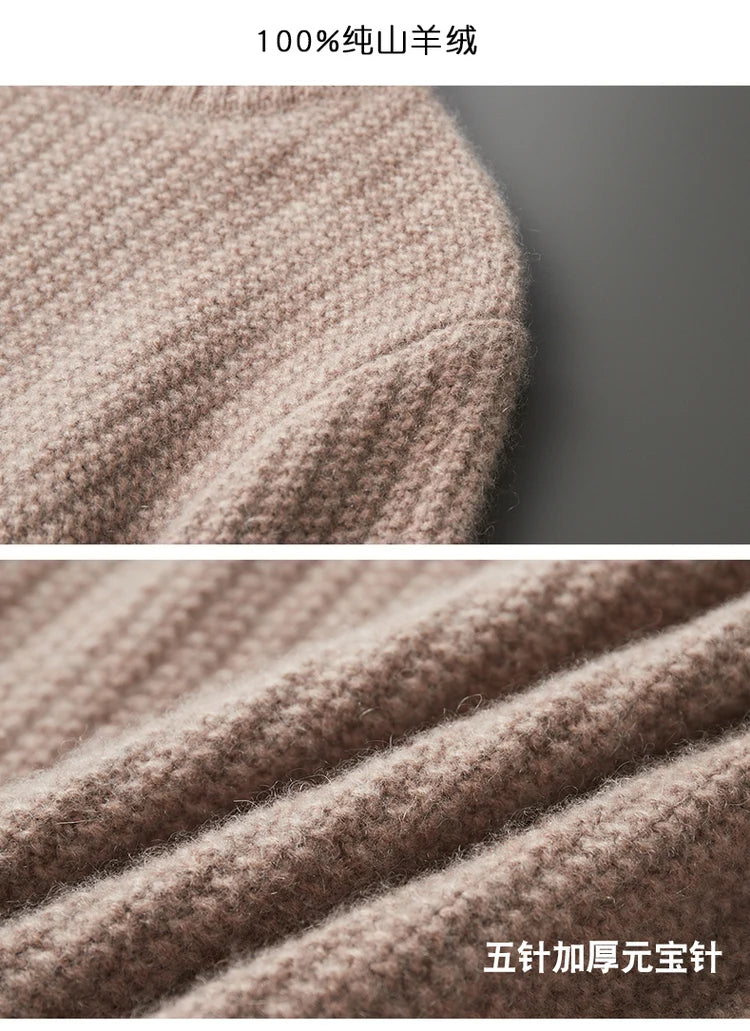 100% Pure Cashmere Sweater for Men - Round Neck, Thick, Warm, Fashionable Sweater