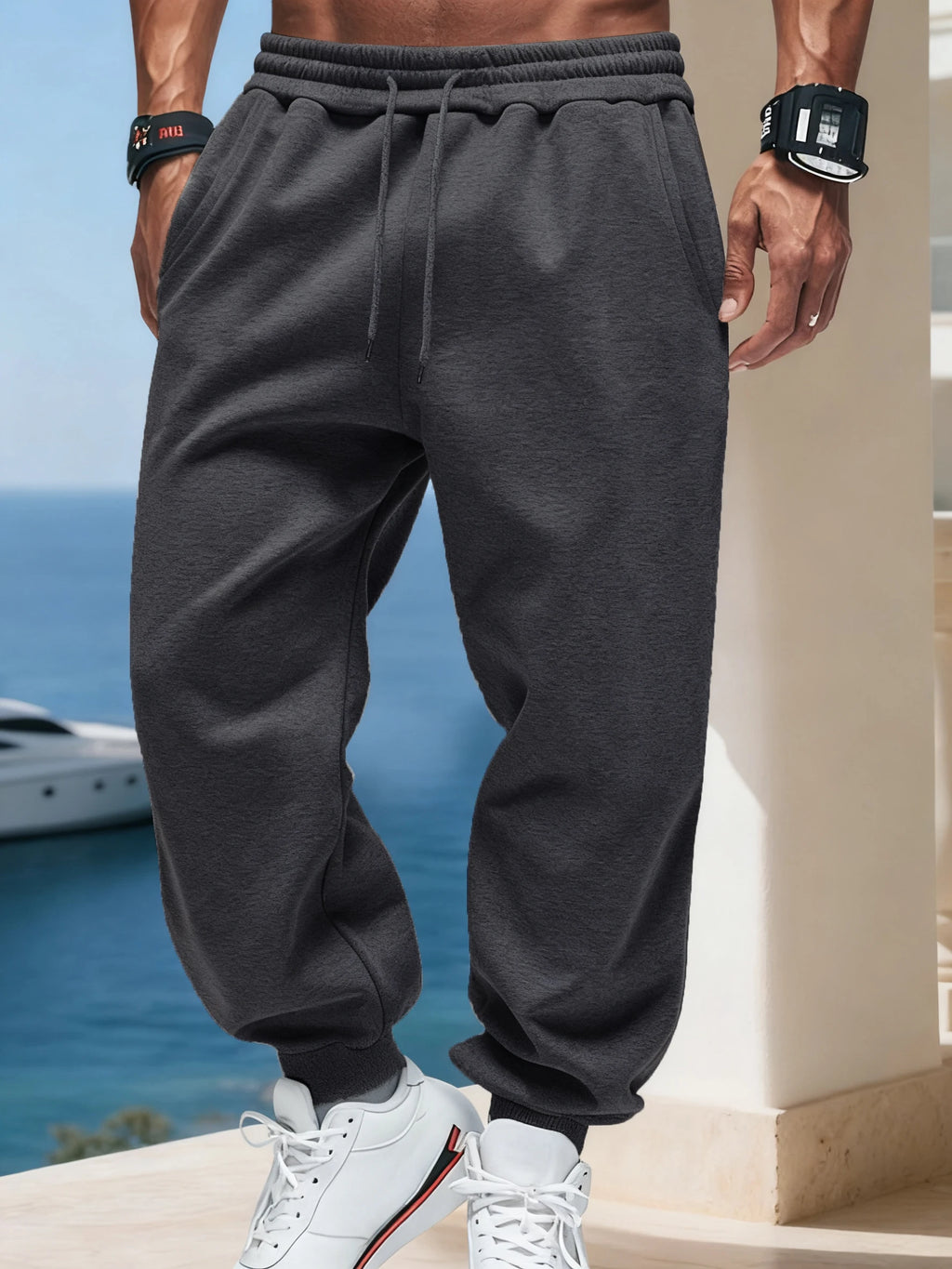 Man Autumn Fleece Sportpants Drawstring Casual Long Pants Comfortable Street Britches Fashion Pocket Pant Loose Basic Sweatpants