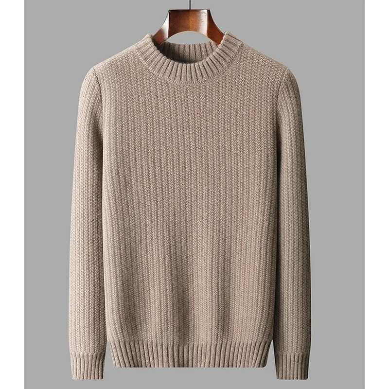 100% Pure Cashmere Sweater for Men - Round Neck, Thick, Warm, Fashionable Sweater