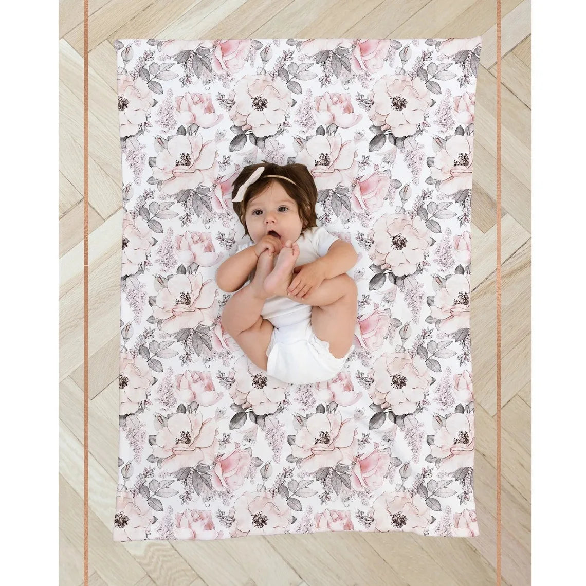 3pc Set Baby Swaddle Wrap for Newborns with Floral Headband