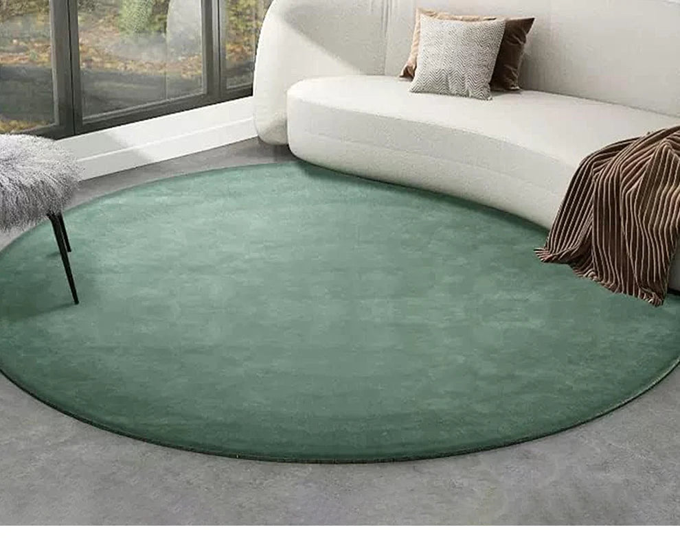 Modern Minimalist Carpets for Living Room Light Luxury Bedroom Decor Green Carpet Round Lounge Mat Home Fluffy Soft Plush Rug