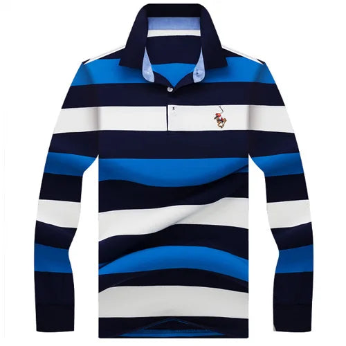 New Autumn Winter Polo Shirt High Quality Brand Cotton Men's Polo Shirt Business Casual Striped Solid Shirt Polo Men Clothing