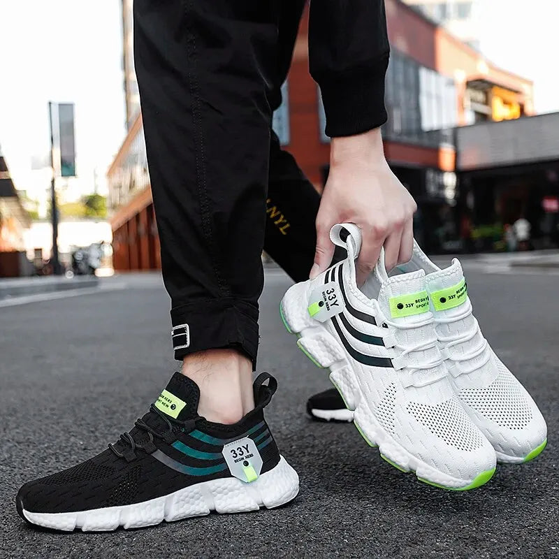 Men's Casual Sport Shoes Breathable Lightweight Sneakers Outdoor Mesh Black Running Shoes Athletic Jogging Tennis Walking Shoes