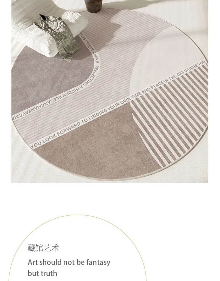 Wabi-sabi Style Round Carpet Thickened Computer Chair Anti-slip Mat Simple Carpets for Living Room Fluffy Soft Bedroom Decor Rug