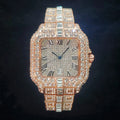 Luxurious Full Diamond Watch for Men Popular Rose Gold Iced Out Quartz Watches Fashion Hip Hop Jewelry Reloj Hombre Dropshipping