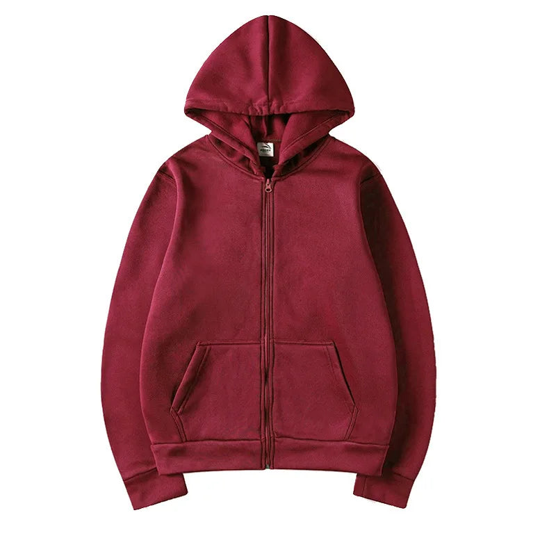 2025New Trendy Sweatshirt Coat Front Pockets Warm Zipper Lamb Wool