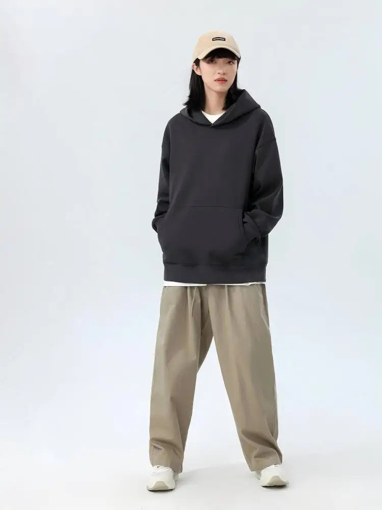 500gsm Heavyweight Faux Sherpa Fleece Hoodie, Drop Shoulder Oversized Pullover, Unisex Pocket Sweatshirt, Winter Streetwear