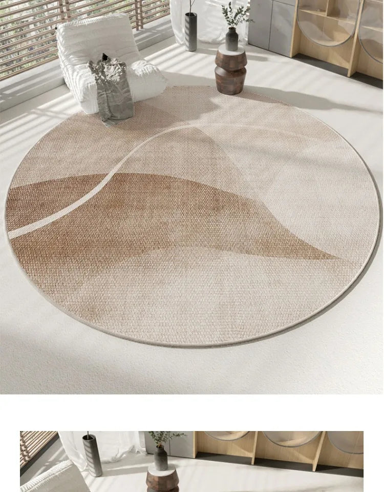 Wabi-sabi Style Round Carpet Thickened Computer Chair Anti-slip Mat Simple Carpets for Living Room Fluffy Soft Bedroom Decor Rug