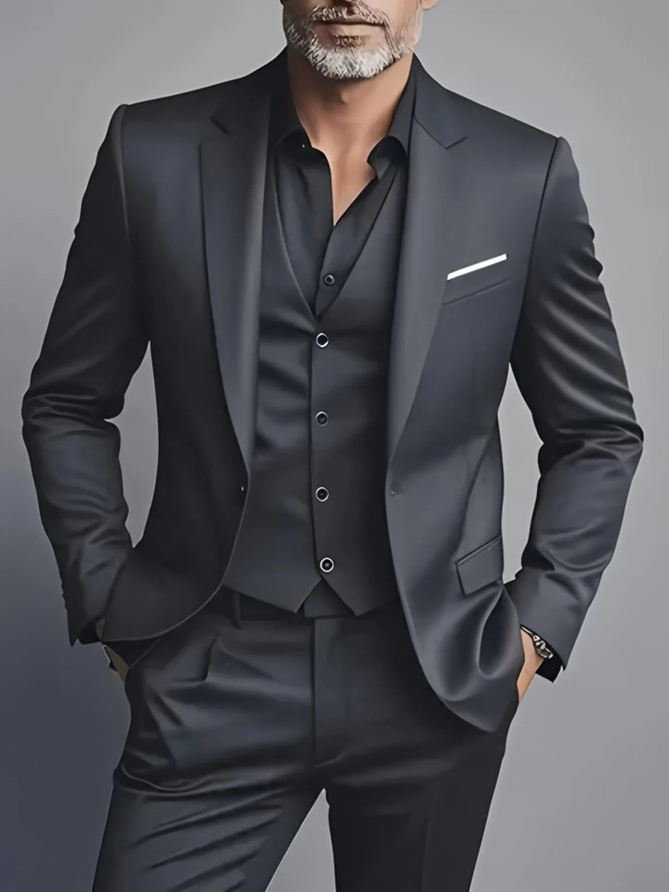 Elegant Men's Suit Sets - Slim Fit Tuxedo Set for Weddings & Formal Occasions, Black Suit