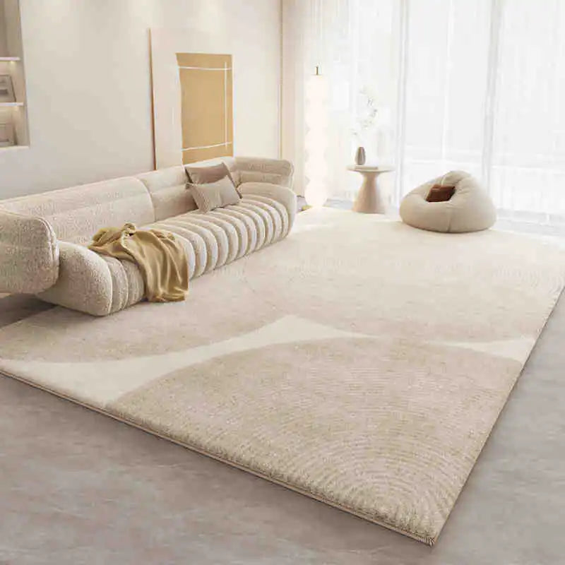 Soft Cream-Colored Thickened Non-Slip Carpet Plush Rug for Living Room Bedroom Home Sofa Coffee Table Anti-Cold Floor Mat