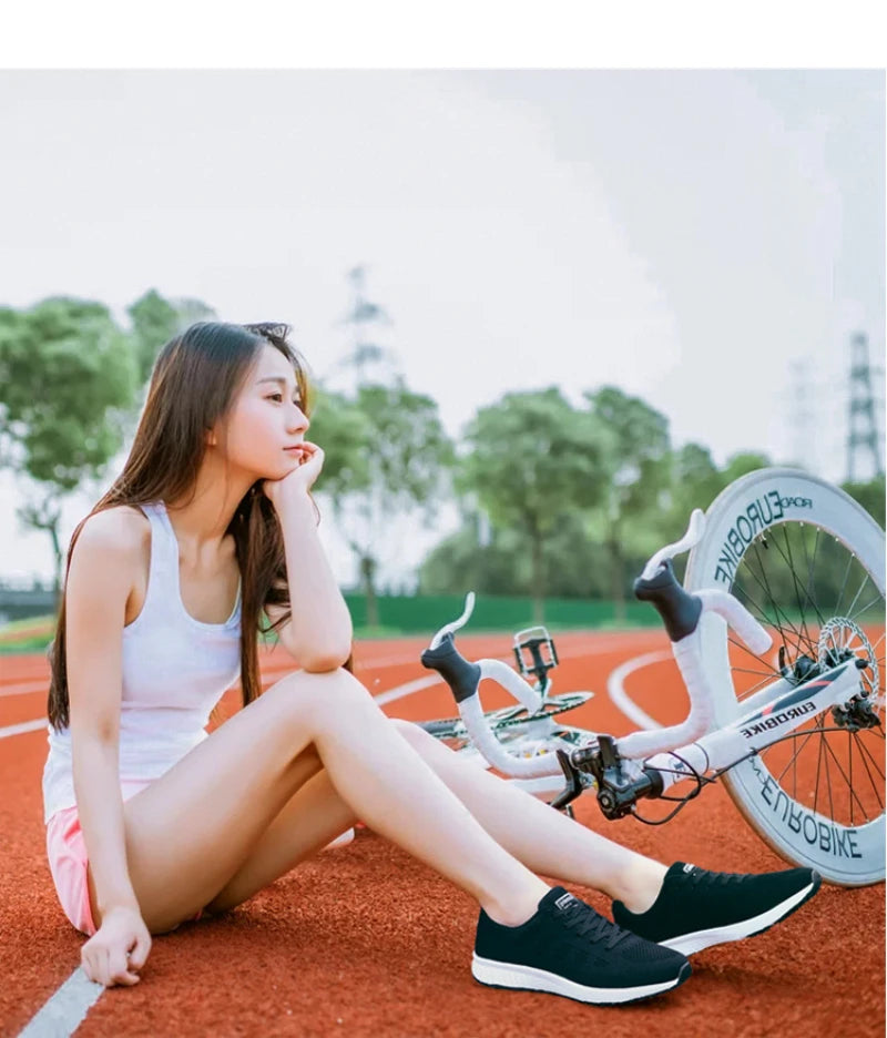 Spring Flying Knit Shoes Korean Casual Student Versatile Lace-Up Mesh Women's Sports Shoes Forrest Gump Comfort