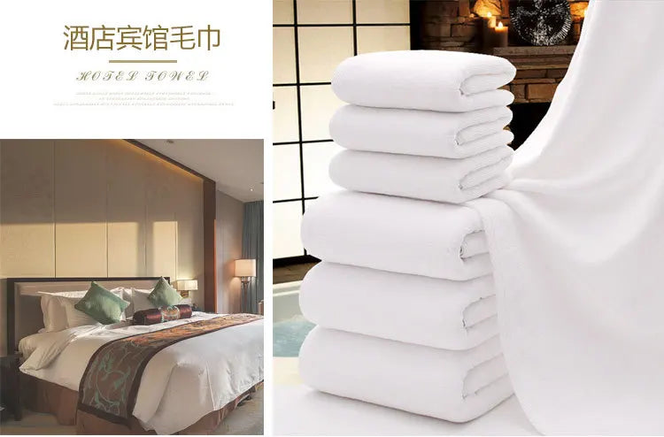 5Pcs White Towel 120g Thickened High Quality 32 Strands Cotton White Hotel Towel 35 * 75cm High Quality High End