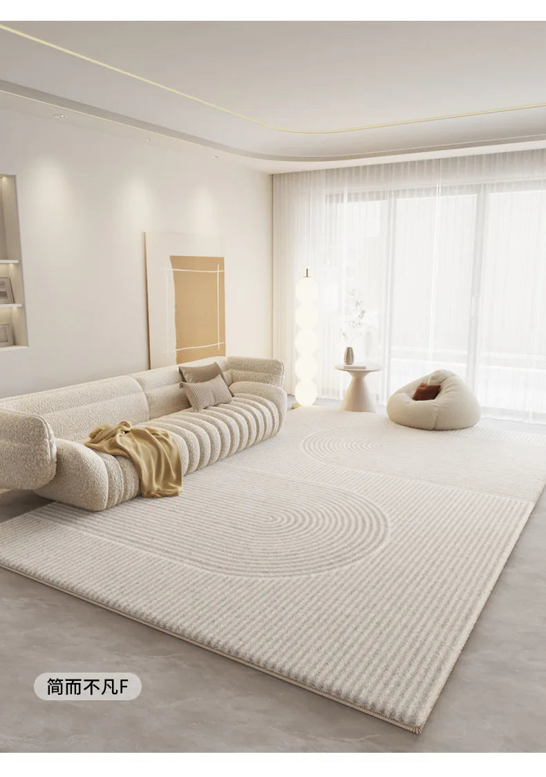 Soft Cream-Colored Thickened Non-Slip Carpet Plush Rug for Living Room Bedroom Home Sofa Coffee Table Anti-Cold Floor Mat