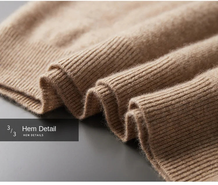 Men's Cashmere One-piece Ready-to-wear Hoodie - 100% Merino Wool Knitted Sweatshirt for Autumn and Winter