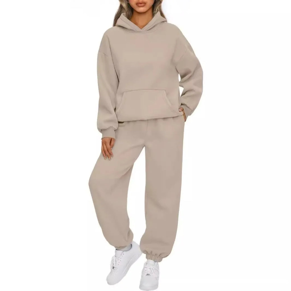 Women's Casual Hooded Sweatshirt and Sportswear Pants Set Long Sleeve Long Pants Autumn Season Fashion Ladies Outfit