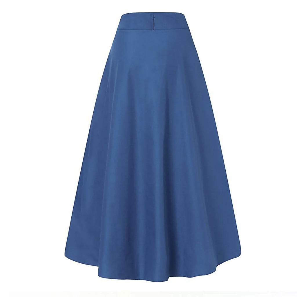 Bed Skirt Full Women's Spring And Summer Casual Loose Solid Color A Line High Waist Skirt With Pocket Buttons Colorful Skirt