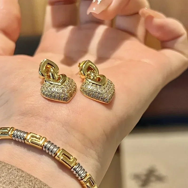 Elegant Glossy Heart-shaped Earrings