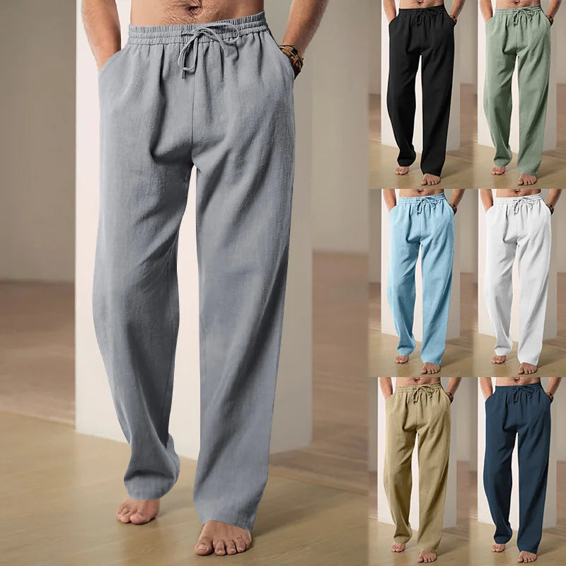 Men's Cotton Linen Pants - New Breathable Solid Color Trousers for Fitness and Streetwear (S-4XL)