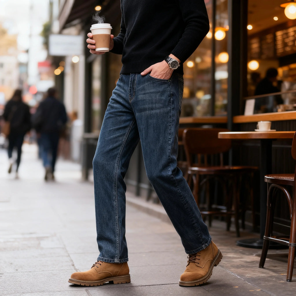 Men's New Straight Tube Loose Wide Leg Jeans - Autumn 2025 Casual Business Pants