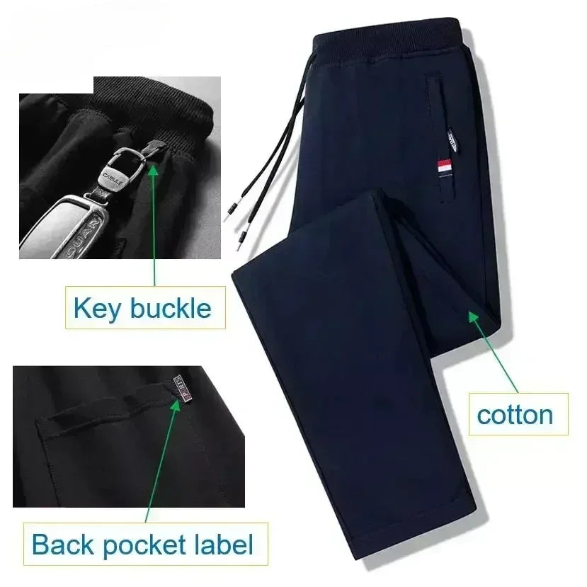 Spring Pants Men Fitness Sportswear Tracksuit Elastic Waist Sweatpants Cotton Trousers Loose Gym Jogger Track Pants Mens M- 8XL