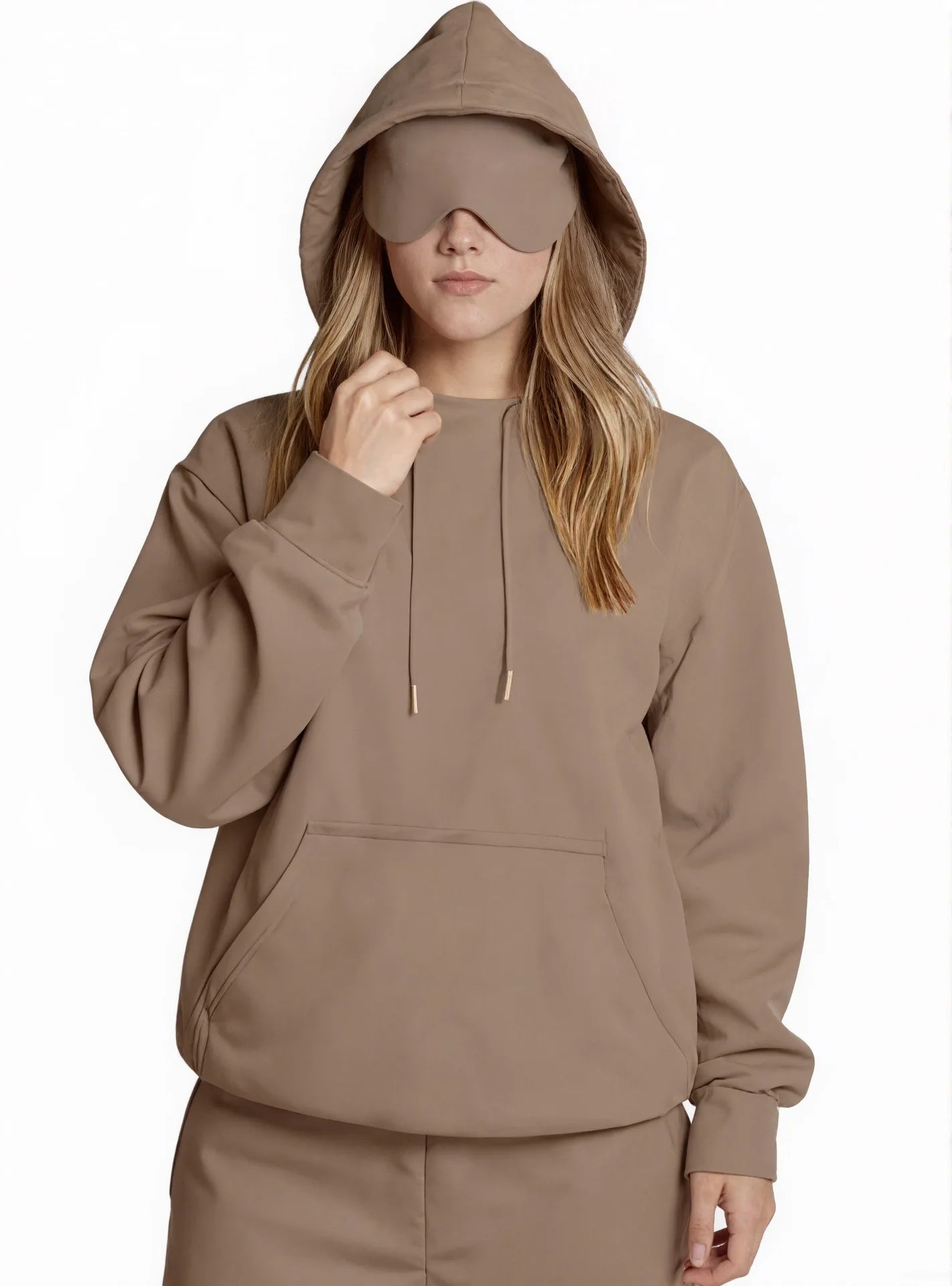 Women's Pocket Eye Mask Hooded Sweatshirt with Travel Mode Pullover for Autumn/Winter 2025