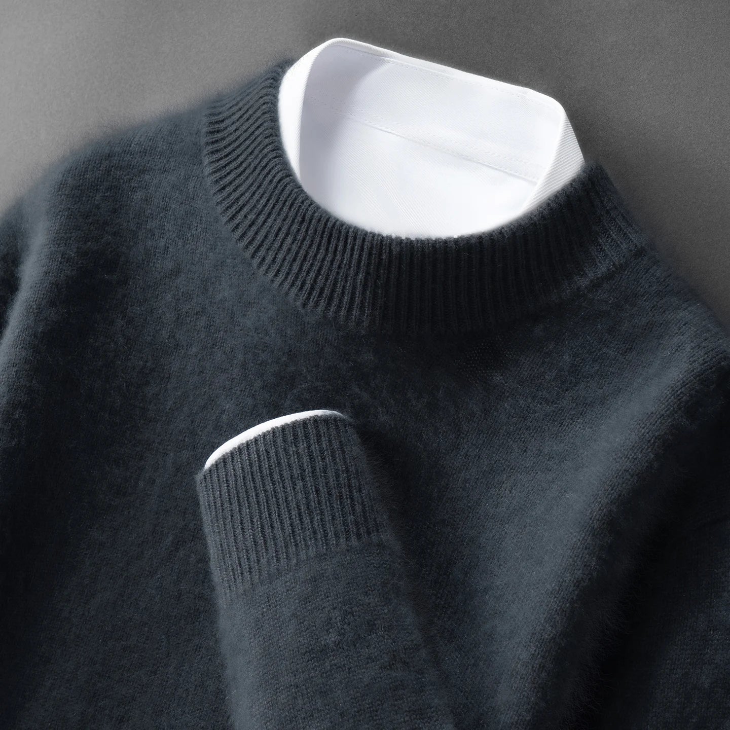 ZOCEPT Natural Cashmere Mock Neck Pullover Men Cashmere Sweater Soft Warm Jumpers Quality Casual Business Knitwear Basic Tops