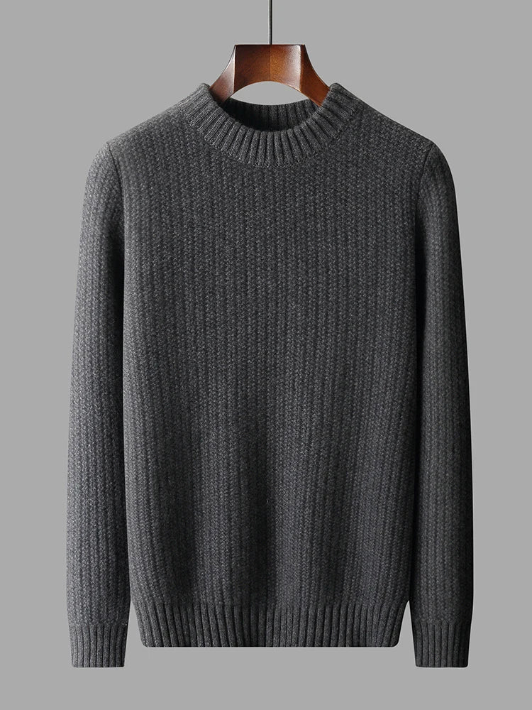 100% Pure Cashmere Sweater for Men - Round Neck, Thick, Warm, Fashionable Sweater