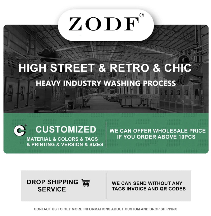ZODF Retro Winter Man 430gsm Zipper Cotton Hoodies Unisex Heavy Weight Washed Loose Edge Zip-up Hooded Coats HY1125