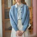 French Retro Short Woolen Sweater with Women's Round Neck and Small Fragrance Style, Loose and Thick Knit Outer Cardigan Sweater