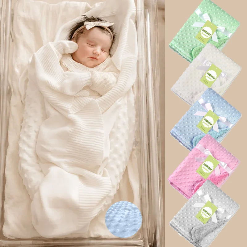 Baby Blanket & Swaddling Newborn Thermal Soft Fleece Blanket Winter Solid Bedding Set Cottons Quilt Infants Bedding Swaddle Wrap
