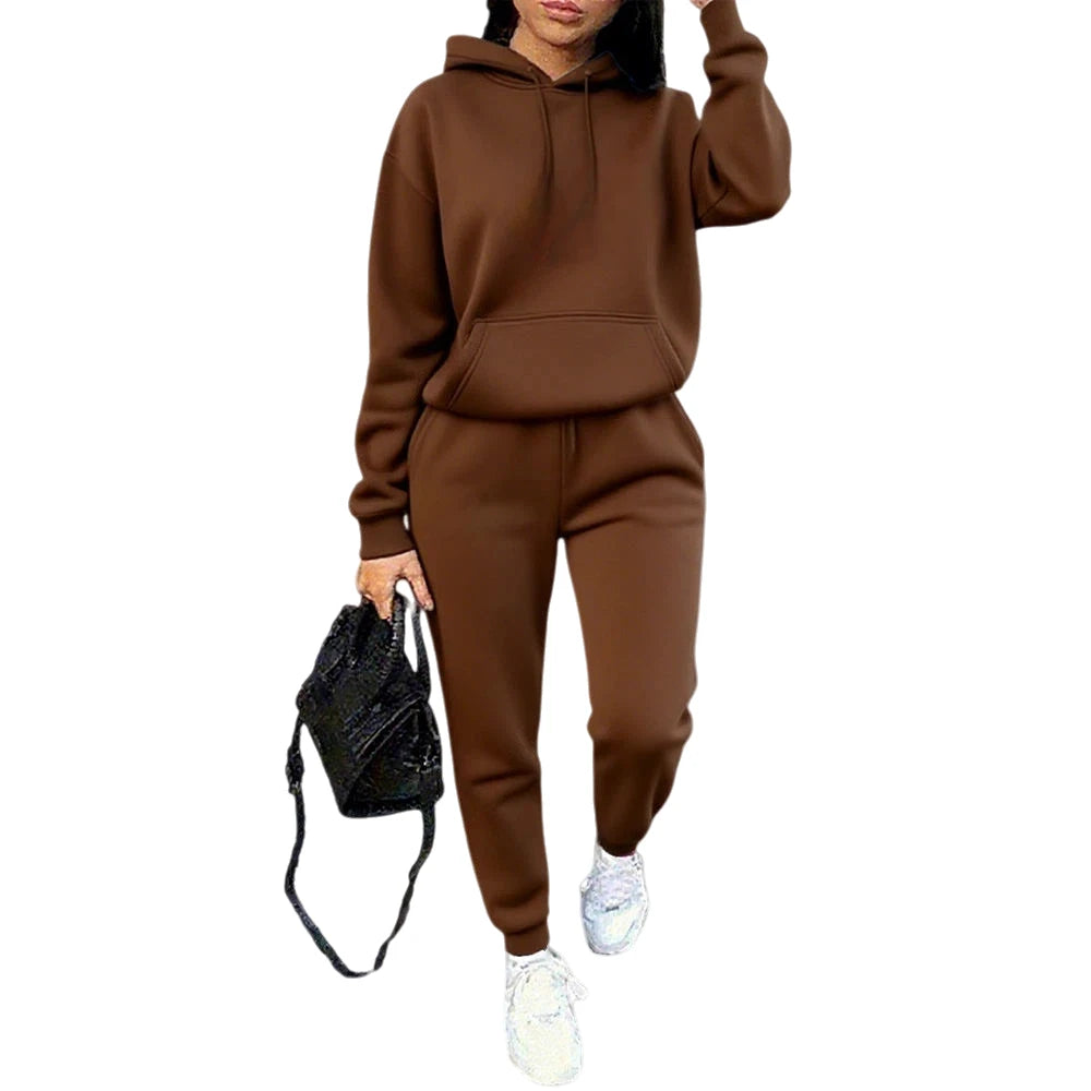 Ladies 2 Piece Hoodie Pants Set High Quality Autumn Winter Sportswear Casual Street Fashion Jogging Tracksuit Comfortable Soft