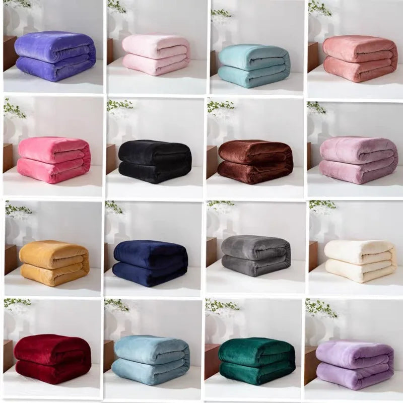2024 Spring Coral Fleece Flannel Blanket Large Size Soft Warm Thin