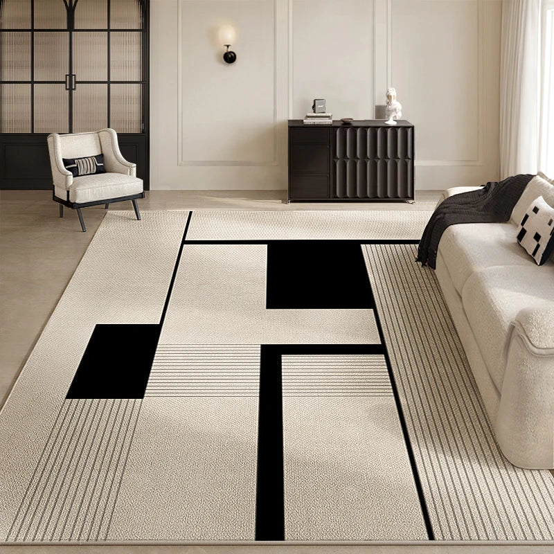 VIKAMA Scandinavian Minimalist Style Abstract Carpet for Living Room and Bedroom - Large Sofa Carpet for Home Decoration