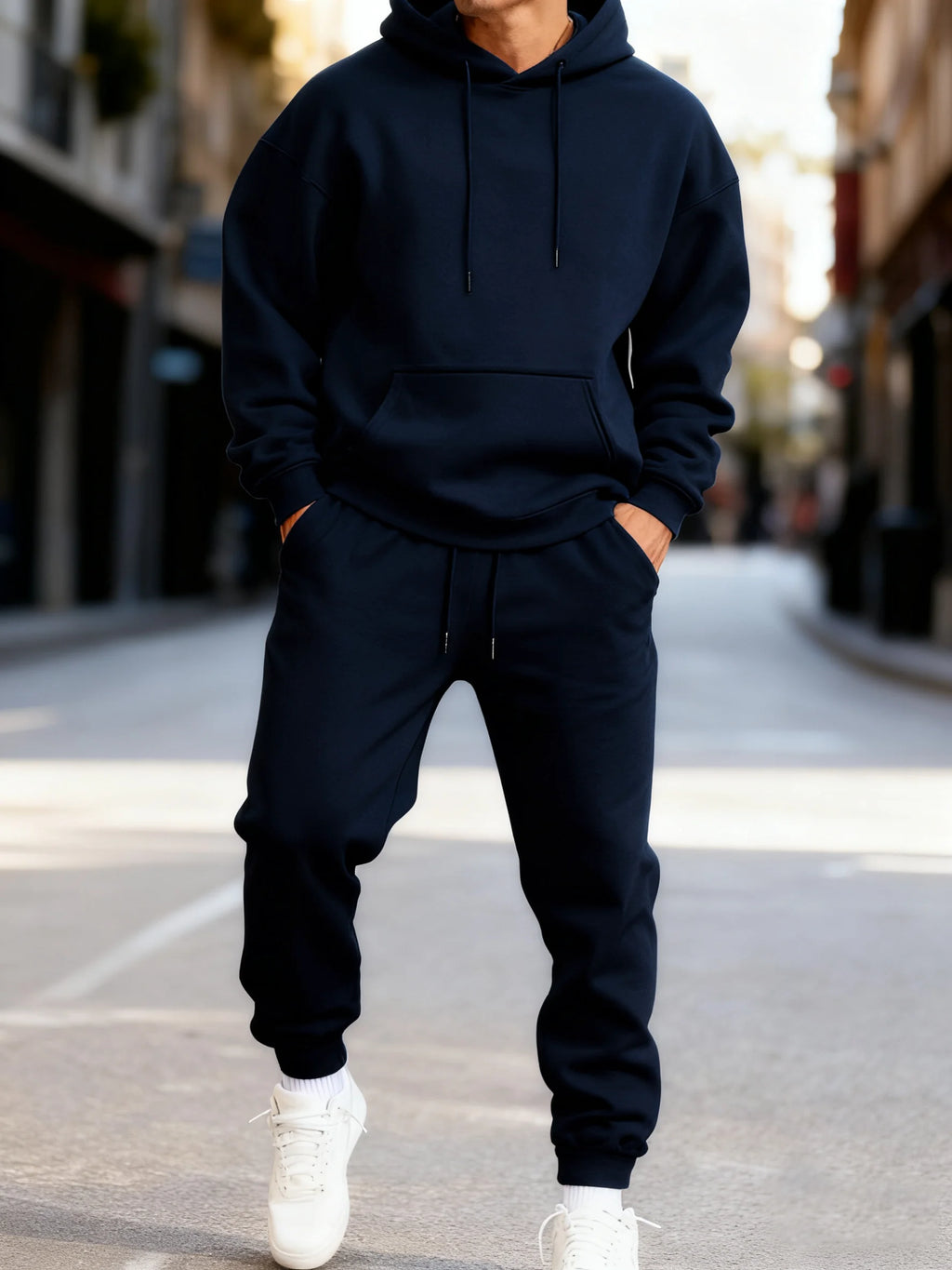 Solid Hoodies Suit Men