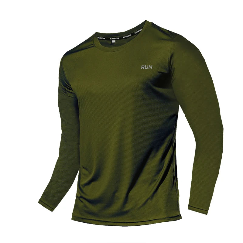 Summer Ice Silk Long Sleeve T-Shirt for Men 2023 - New Quick Dry Breathable Outdoor Running Wear with Sun Protection