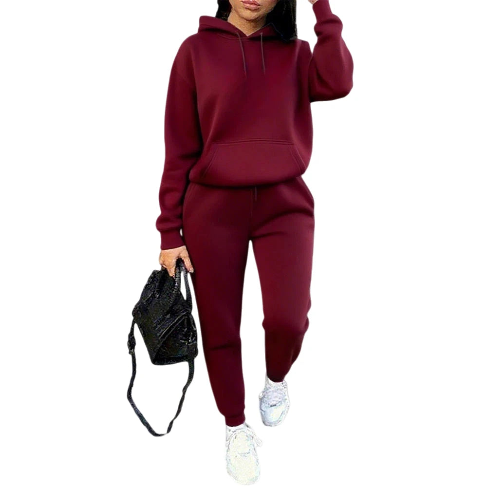 Ladies 2 Piece Hoodie Pants Set High Quality Autumn Winter Sportswear Casual Street Fashion Jogging Tracksuit Comfortable Soft