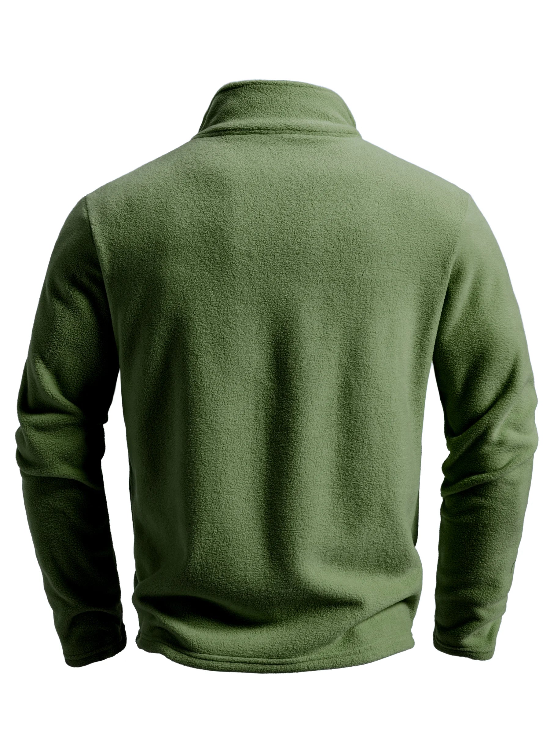 Men's Solid Color Fleece Warm Top - Zip-Up Cardigan for Outdoor Leisure in Spring and Autumn