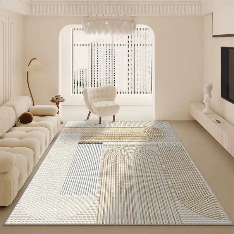 Luxury Minimalist Living Room Carpet Cream Color Large Area Rug for Sofa Bedroom Home Decor