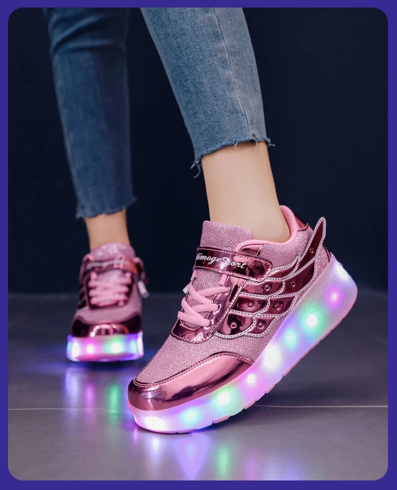 Outdoor Deformation Parkour Skates - Dual-Use Sneakers Roller Shoes for Children, Boys, Girls, Adults, Men, Women, Unisex Roller Skates