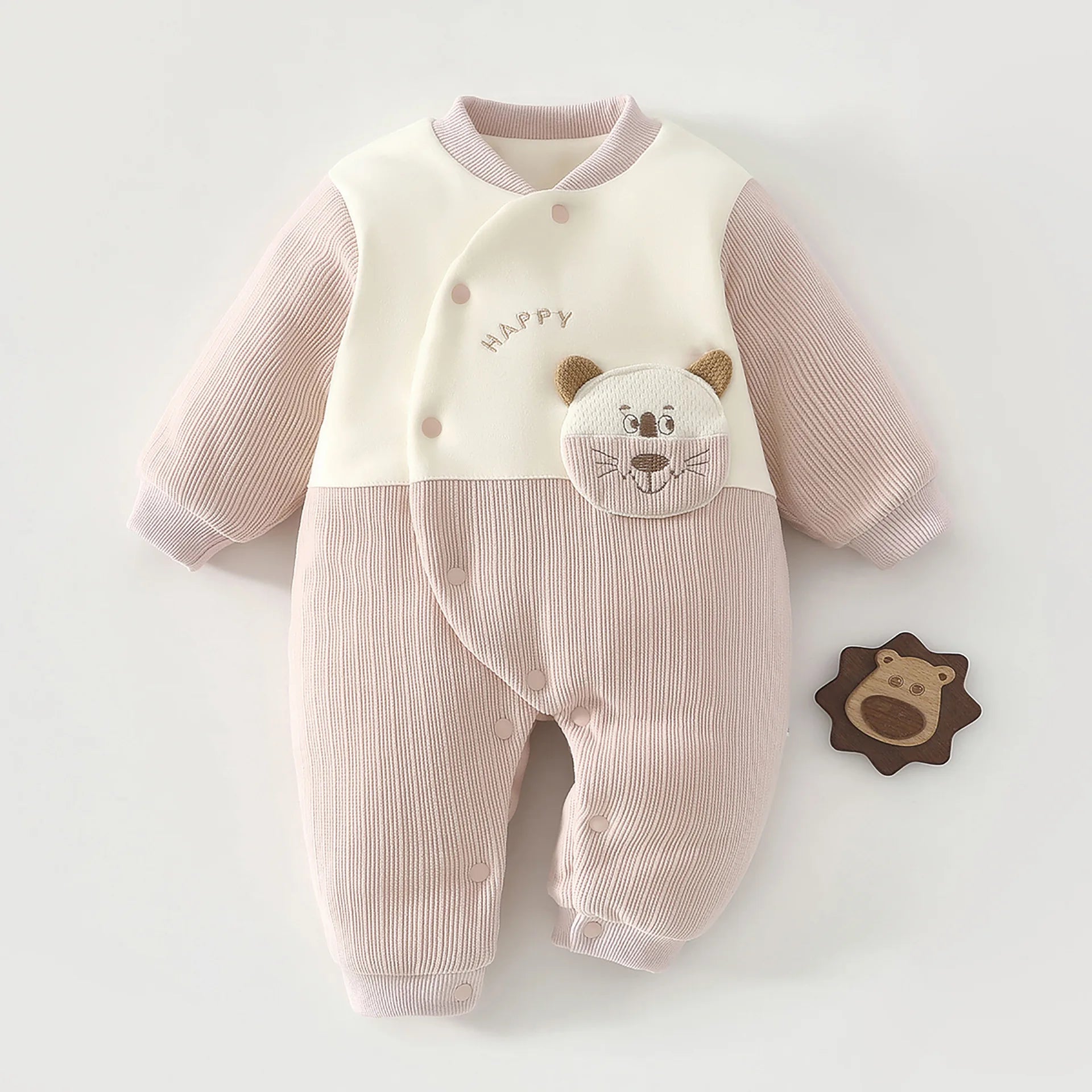 0-18M Baby Jumpsuit Clip Cotton Thick Autumn and Winter Clothes Newborn Warm Pajamas Baby A-level Clothes Crawling Clothes