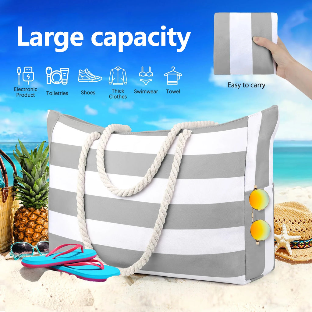 Striped zipper outer bag for outdoor travel and vacation, waterproof