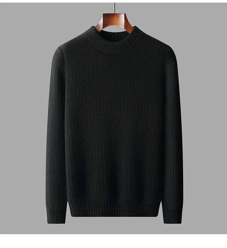 100% Pure Cashmere Sweater for Men - Round Neck, Thick, Warm, Fashionable Sweater